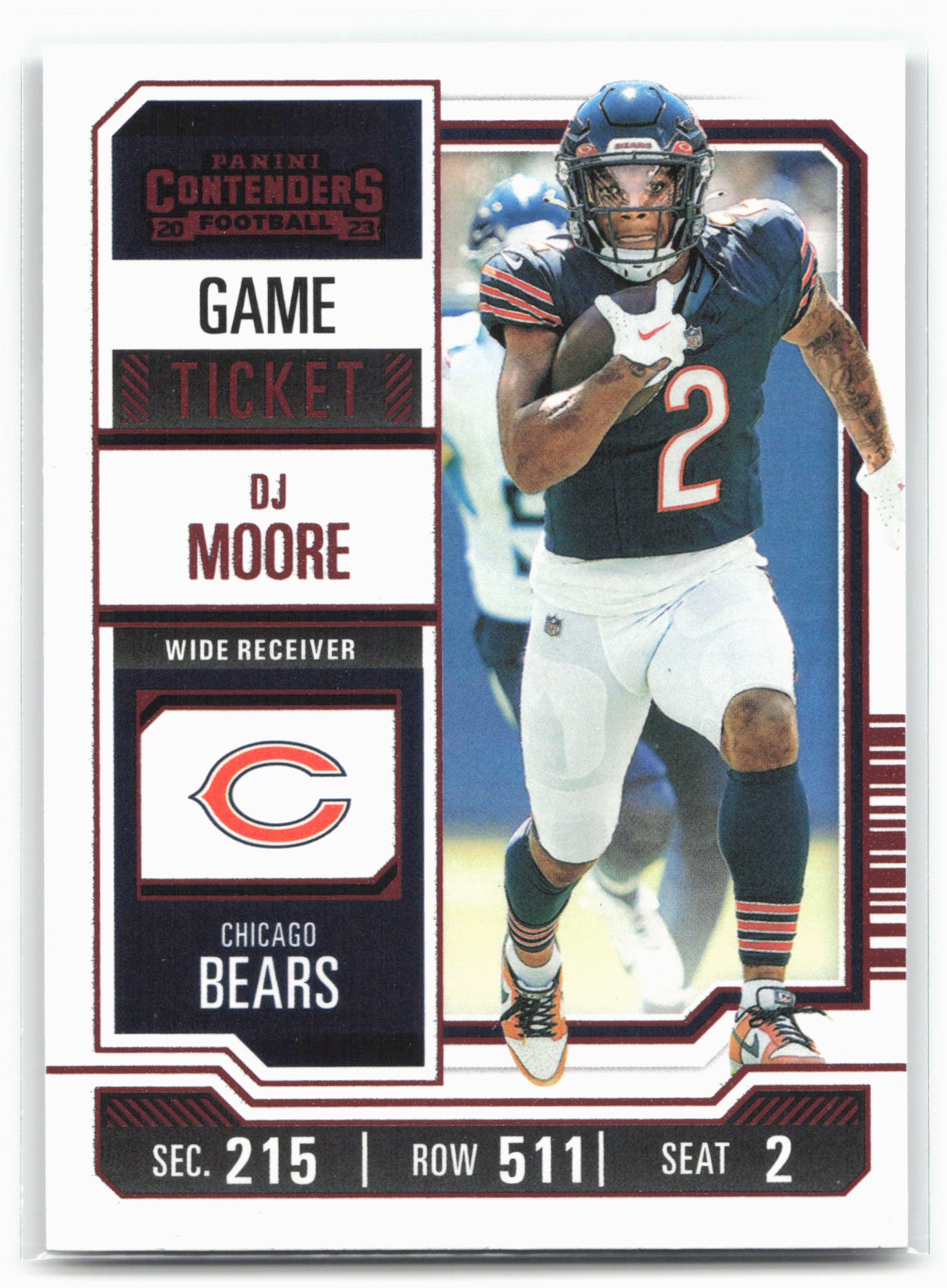 2023 Panini Contenders #18 DJ Moore Game Ticket Red