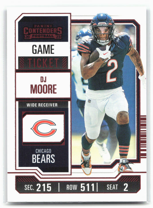 2023 Panini Contenders #18 DJ Moore Game Ticket Red