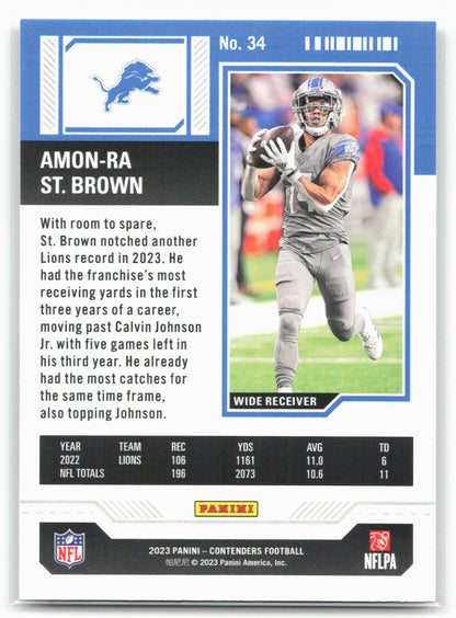 2023 Panini Contenders #34 Amon-Ra St. Brown Game Ticket Red