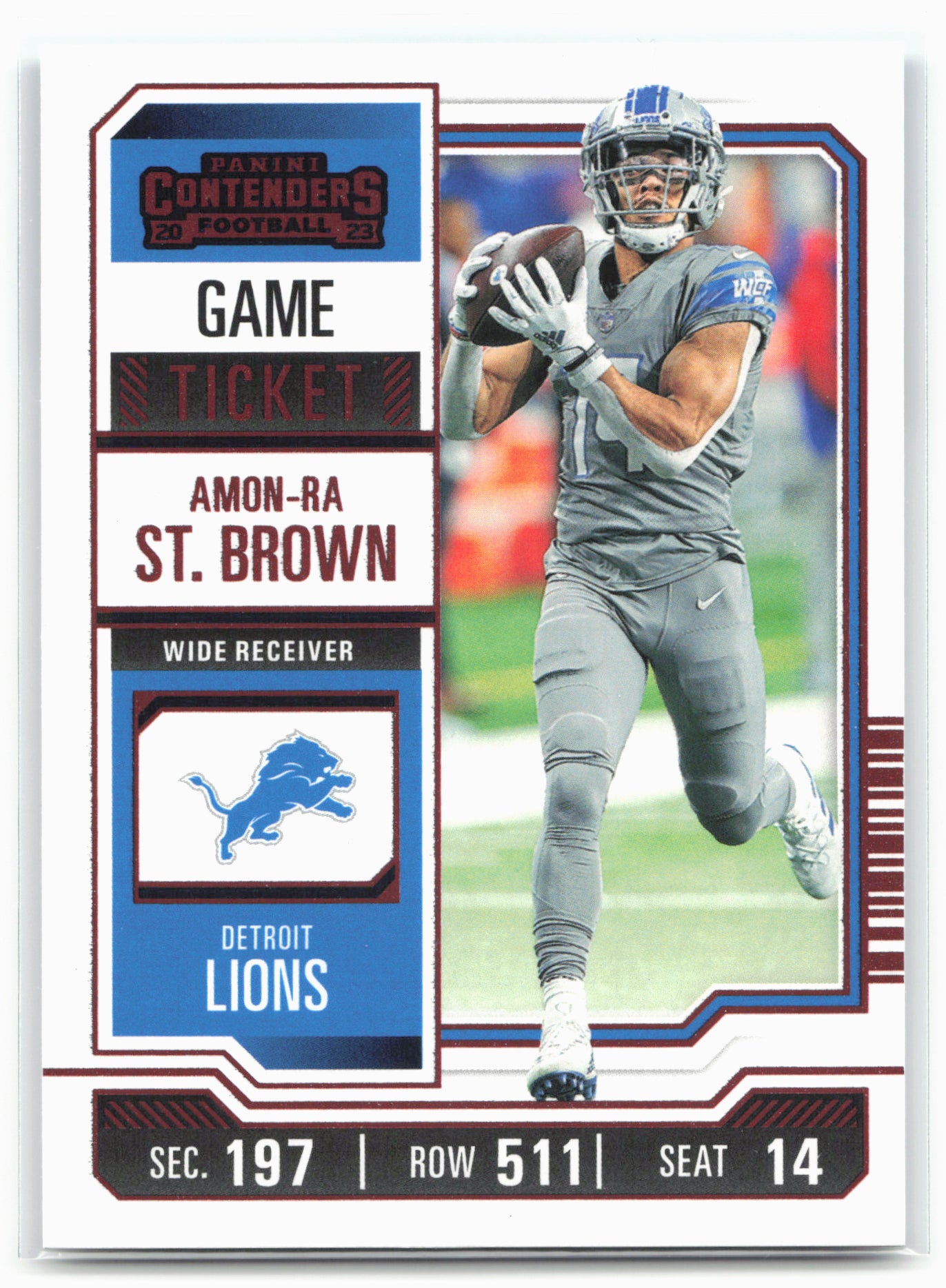 2023 Panini Contenders #34 Amon-Ra St. Brown Game Ticket Red