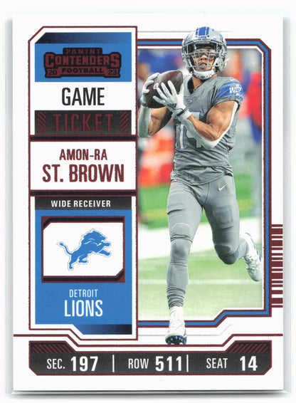 2023 Panini Contenders #34 Amon-Ra St. Brown Game Ticket Red