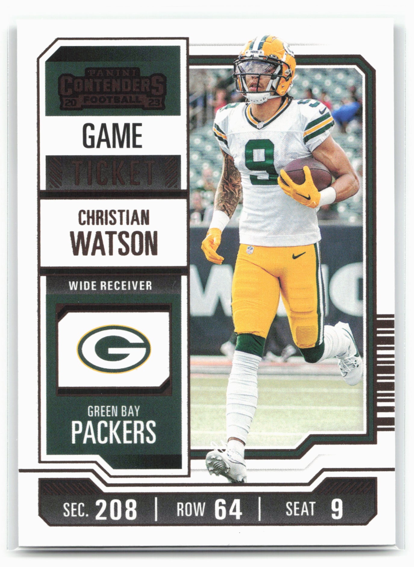 2023 Panini Contenders #37 Christian Watson Game Ticket Bronze