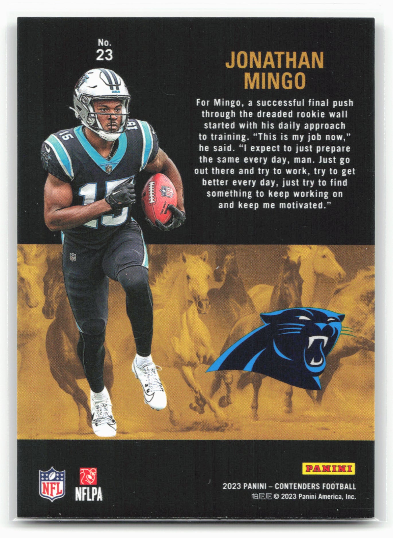 2023 Panini Contenders #23 Jonathan Mingo Rookie Stallions