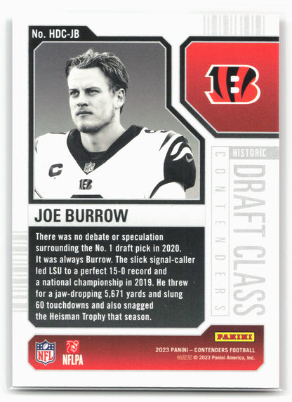 2023 Panini Contenders #HDC-JB Joe Burrow Historic Draft Class Contenders