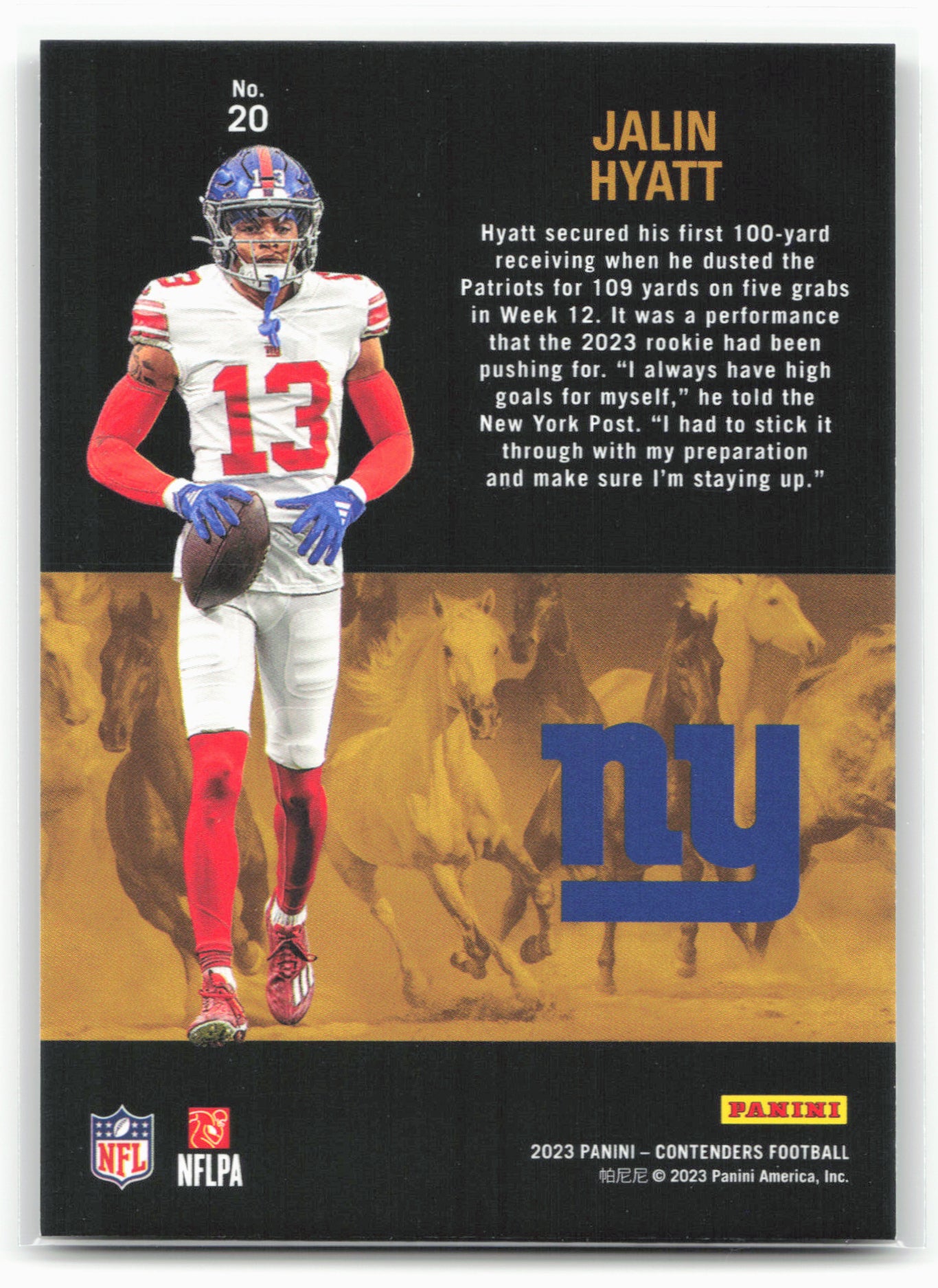 2023 Panini Contenders #20 Jalin Hyatt Rookie Stallions 28602