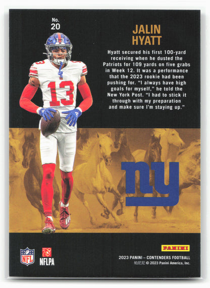 2023 Panini Contenders #20 Jalin Hyatt Rookie Stallions 28602