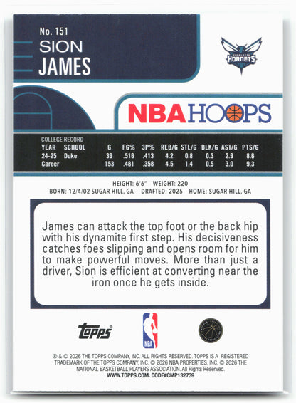 2025-26 Hoops #151 Sion James