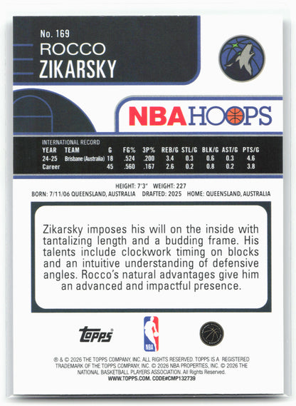 2025-26 Hoops #169 Rocco Zikarsky 28643