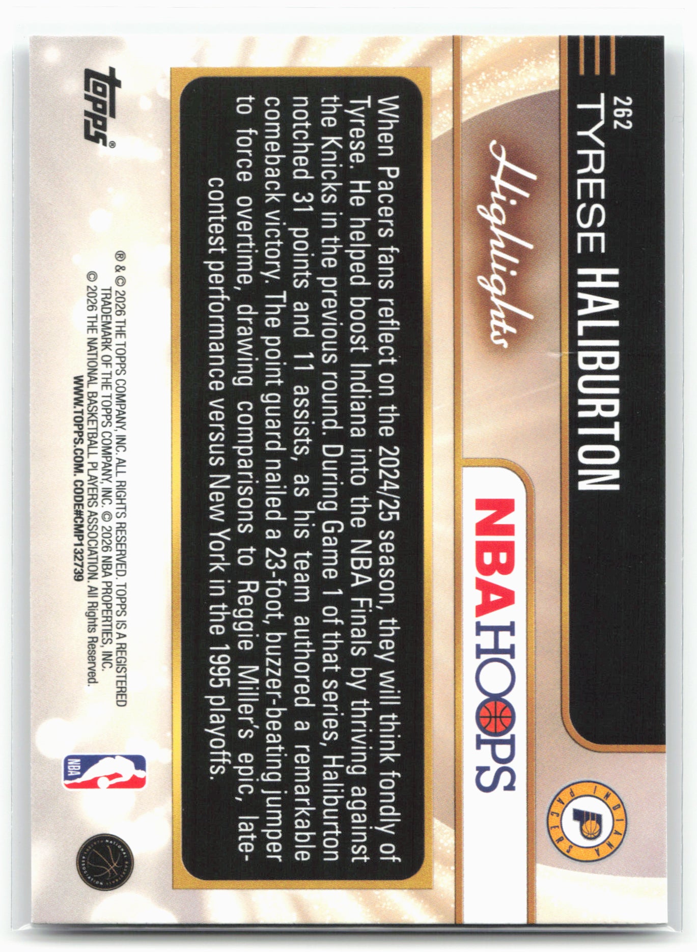 2025-26 Hoops #262 Tyrese Haliburton