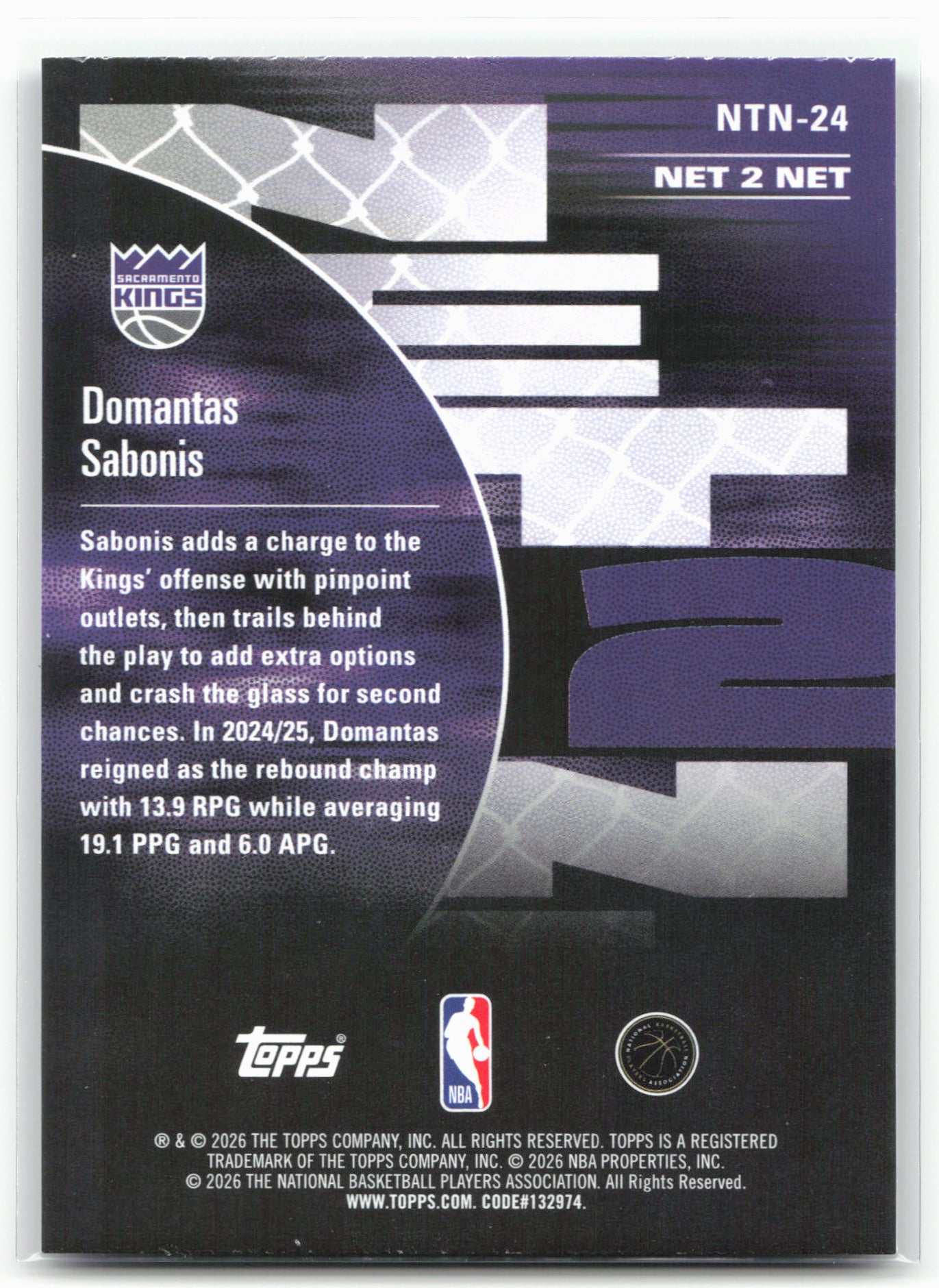 2025-26 Hoops #NTN-24 Domantas Sabonis Net 2 Net