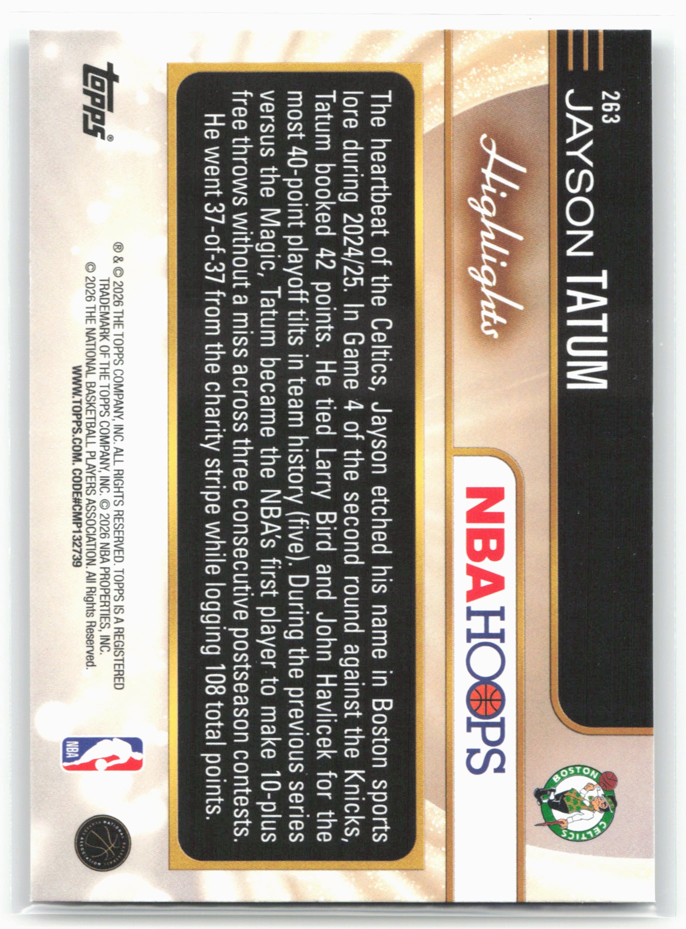 2025-26 Hoops #263 Jayson Tatum