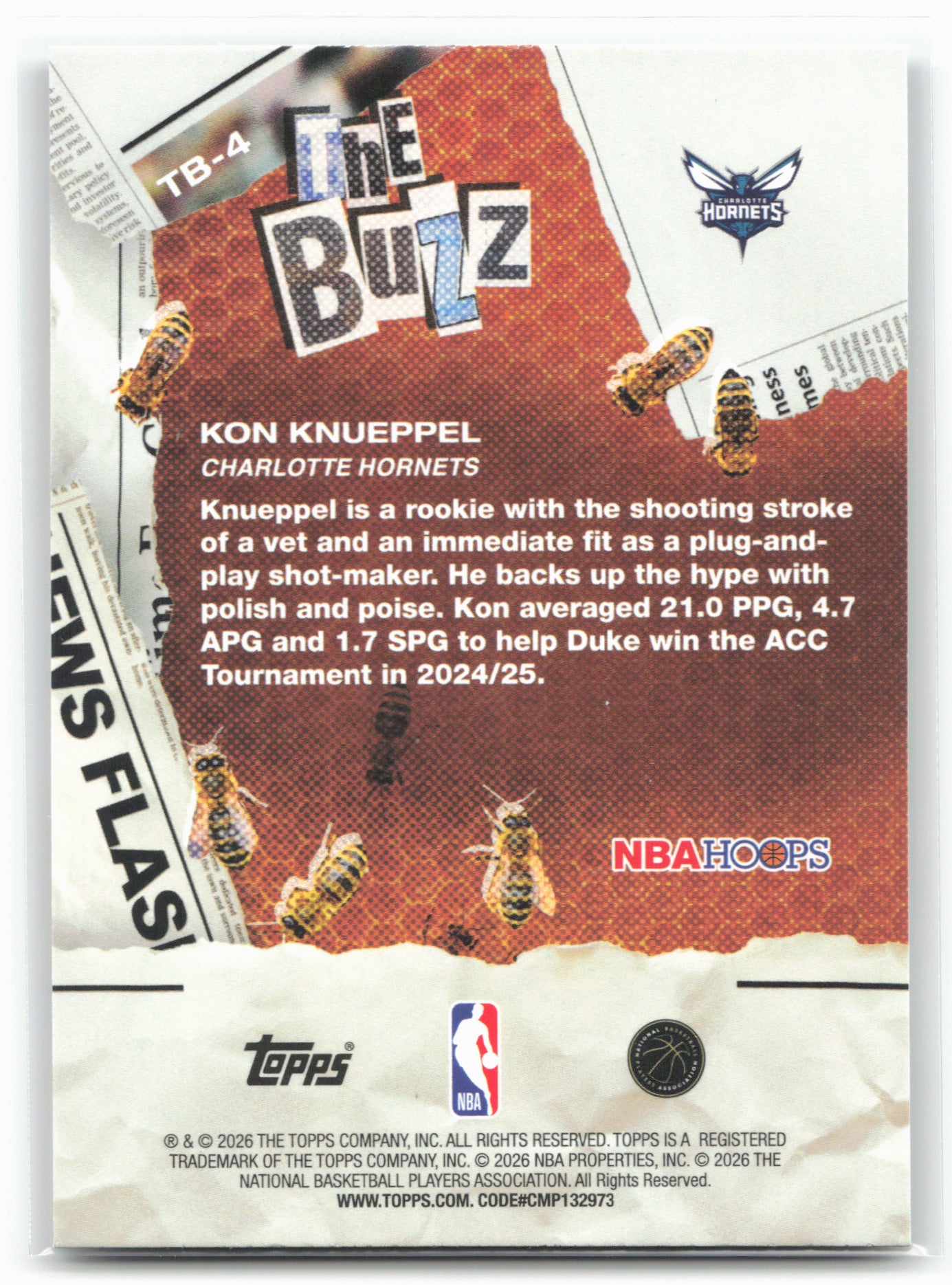 2025-26 Hoops #TB-4 Kon Knueppel The Buzz 28663