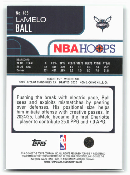 2025-26 Hoops #185 LaMelo Ball Light Burst Green #/75