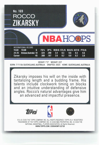2025-26 Hoops #169 Rocco Zikarsky 28665