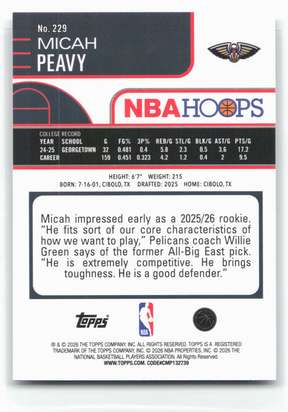 2025-26 Hoops #229 Micah Peavy 28668