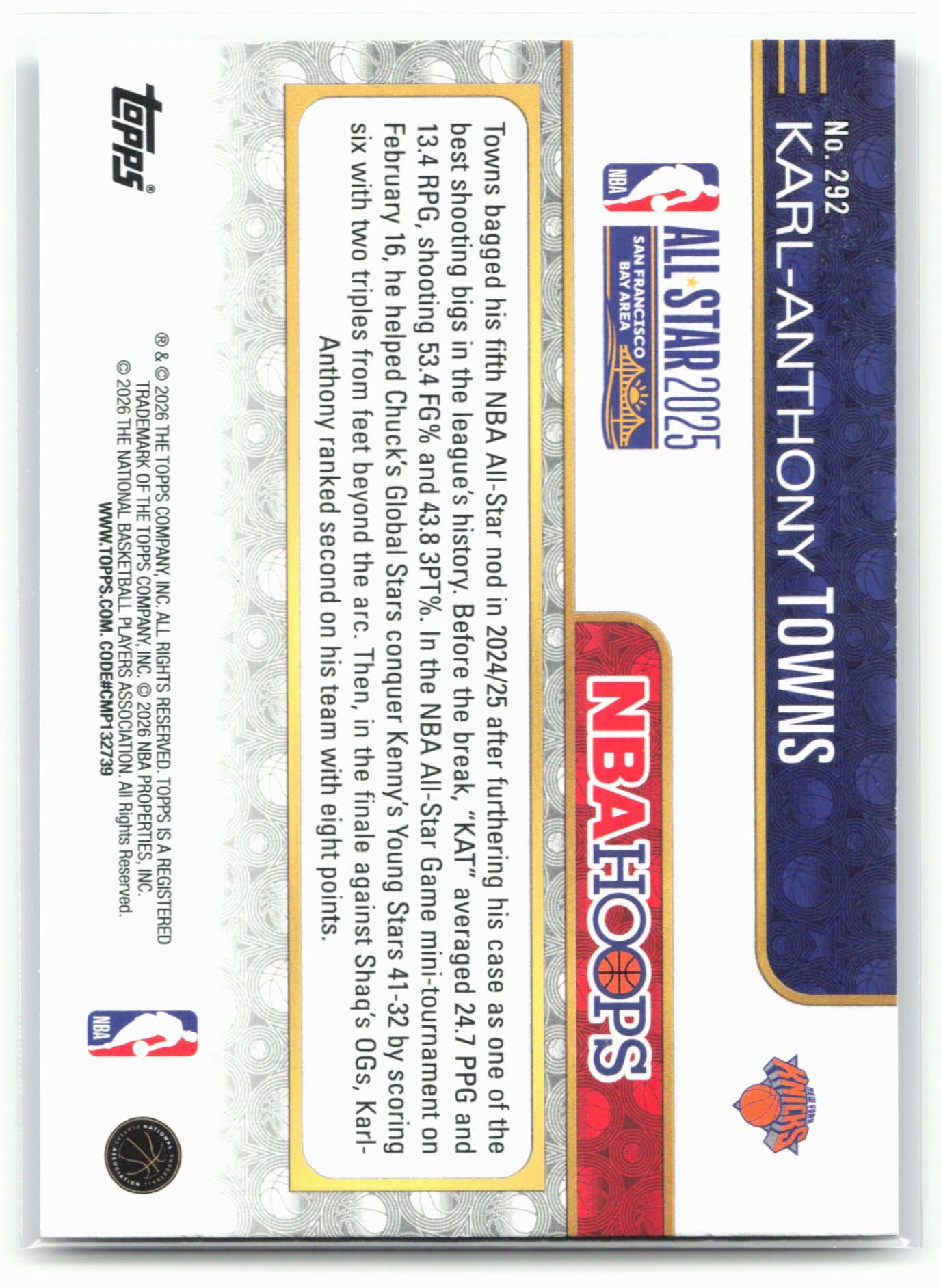 2025-26 Hoops #292 Karl-Anthony Towns
