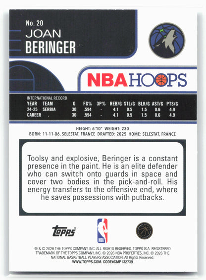 2025-26 Hoops #20 Joan Beringer 28685