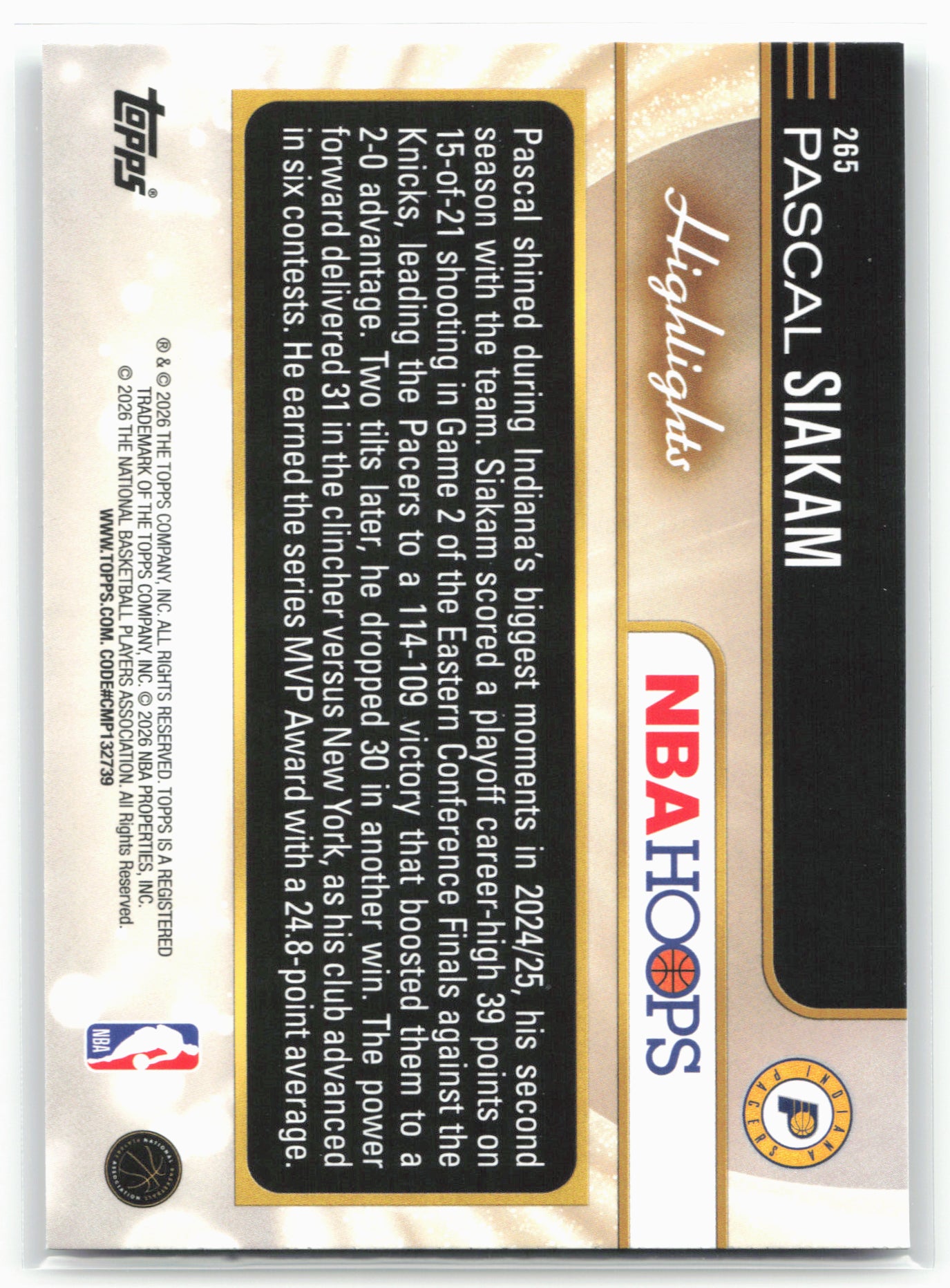 2025-26 Hoops #265 Pascal Siakam