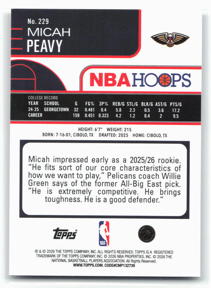 2025-26 Hoops #229 Micah Peavy 28690