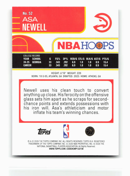 2025-26 Hoops #52 Asa Newell 28692