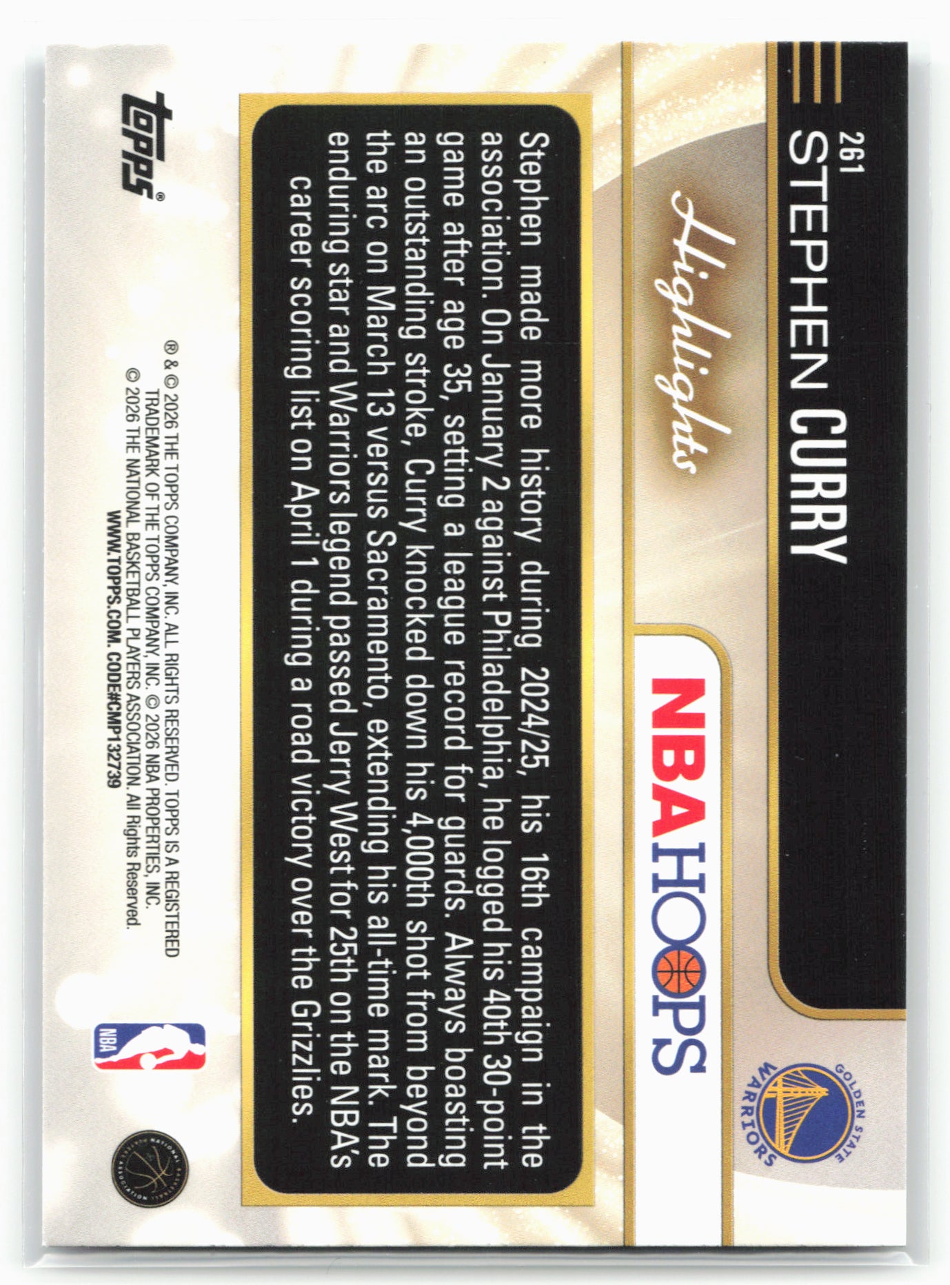 2025-26 Hoops #261 Stephen Curry 28707