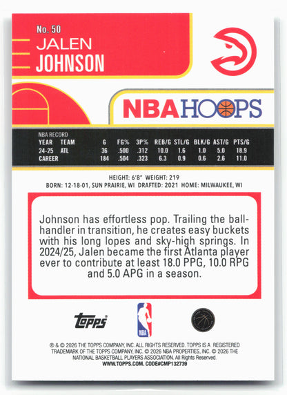 2025-26 Hoops #50 Jalen Johnson