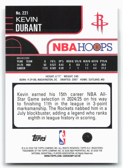 2025-26 Hoops #221 Kevin Durant