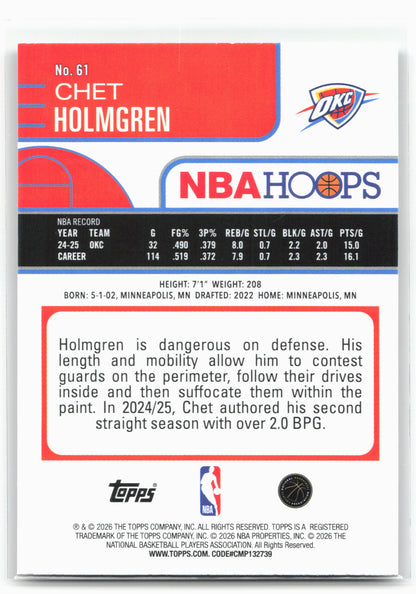 2025-26 Hoops #61 Chet Holmgren
