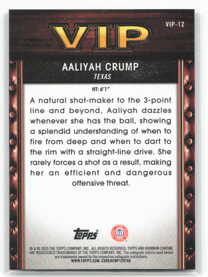 2025-26 Bowman #VIP-12 Aaliyah Crump Very Important Prospects 28733