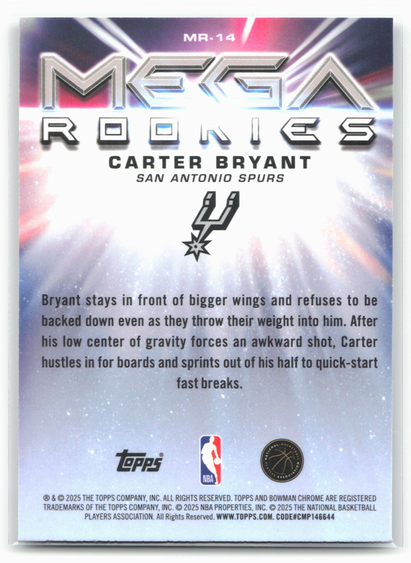 2025-26 Bowman #MR-14 Carter Bryant Mega Rookies