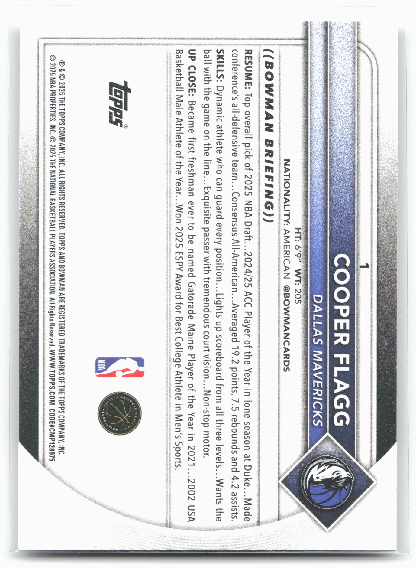 2025-26 Bowman #1 Cooper Flagg 28736