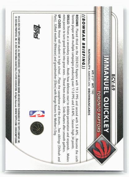 2025-26 Bowman #BCV-69 Immanuel Quickley Chrome Mojo Refractor