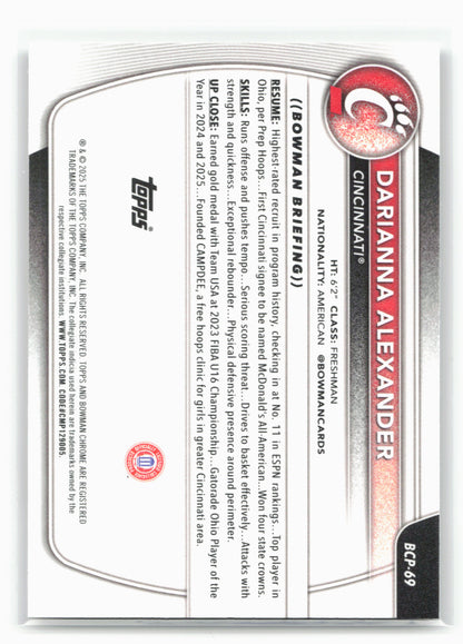 2025-26 Bowman #BCP-69 Darriana Alexander Chrome Prospects Mojo Refractor