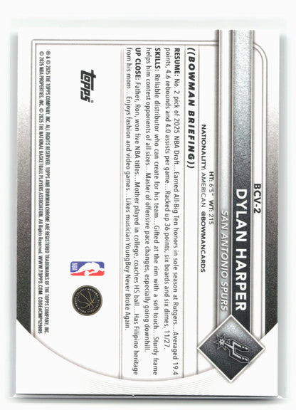 2025-26 Bowman #BCV-2 Dylan Harper Chrome Mojo Refractor