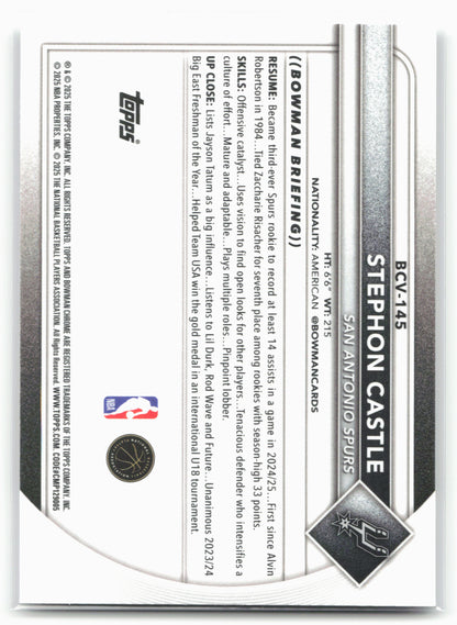 2025-26 Bowman #BCV-145 Stephon Castle Chrome Mojo Refractor