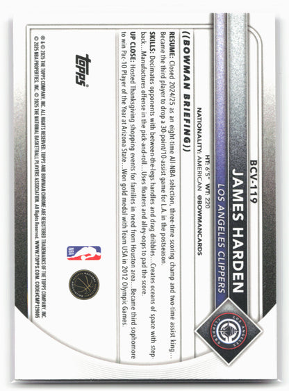 2025-26 Bowman #BCV-119 James Harden Chrome Pink Mojo Refractor #/199