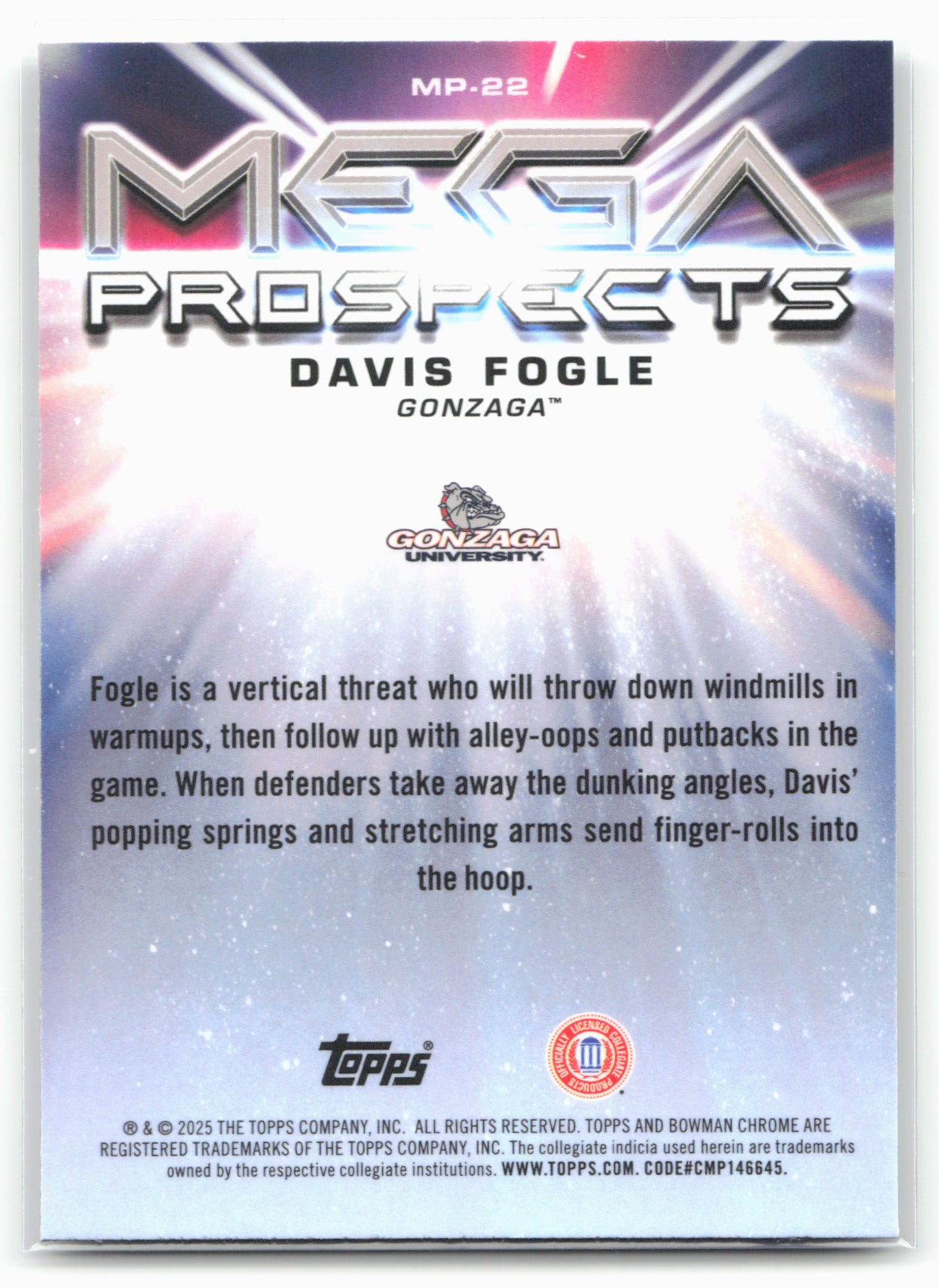 2025-26 Bowman #MP-22 Davis Fogle Mega Prospects