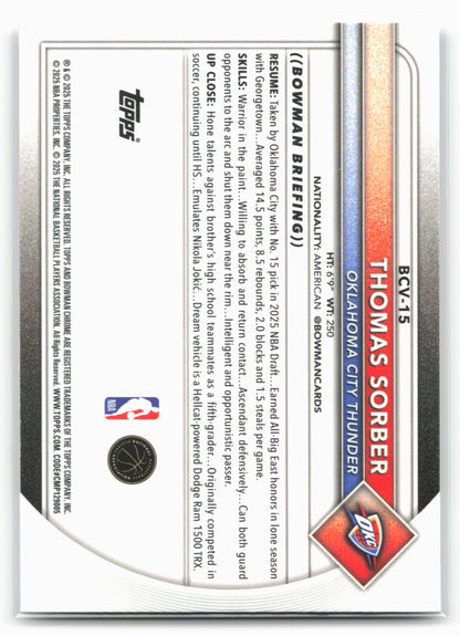 2025-26 Bowman #BCV-15 Thomas Sorber Chrome Mojo Refractor