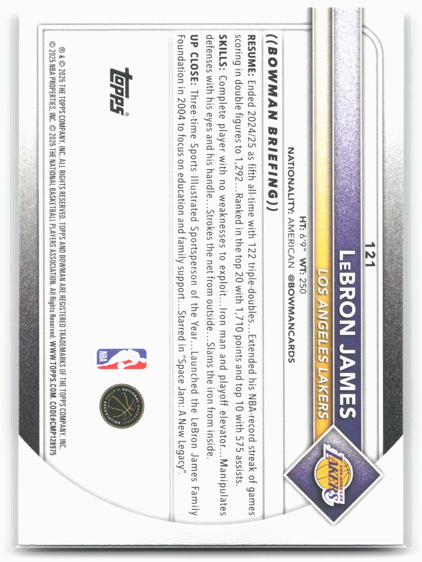 2025-26 Bowman #121 LeBron James 28768