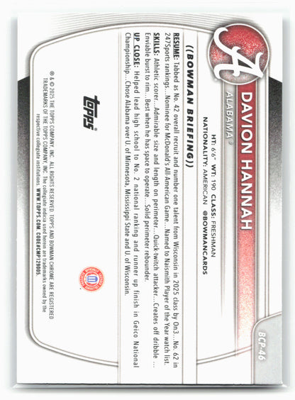 2025-26 Bowman #BCP-46 Davion Hannah Chrome Prospects 28771