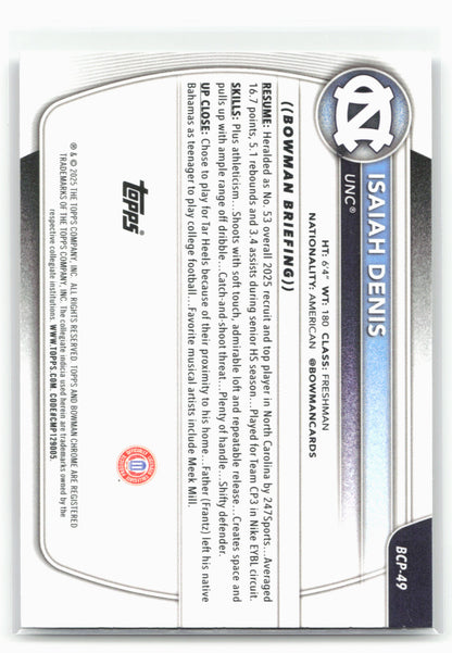 2025-26 Bowman #BCP-49 Isaiah Denis Chrome Prospects 28773