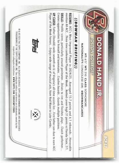 2025-26 Bowman #BCP-57 Donald Hand Jr. Chrome Prospects 28776