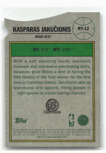 2025-26 Bowman #RY-12 Kasparas Jakucionis Rookie of the Year Favorites 28781