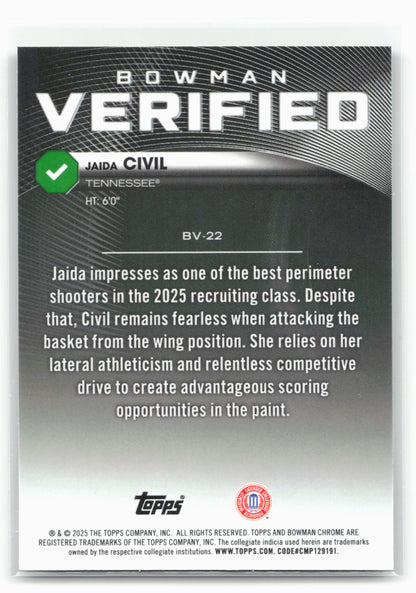 2025-26 Bowman #BV-22 Jaida Civil Bowman Verified 28785