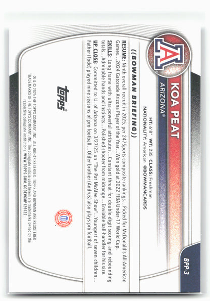 2025-26 Bowman #BPP-3 Koa Peat Prospects 28788