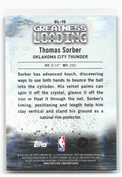 2025-26 Bowman #GL-15 Thomas Sorber Greatness Loading 28789