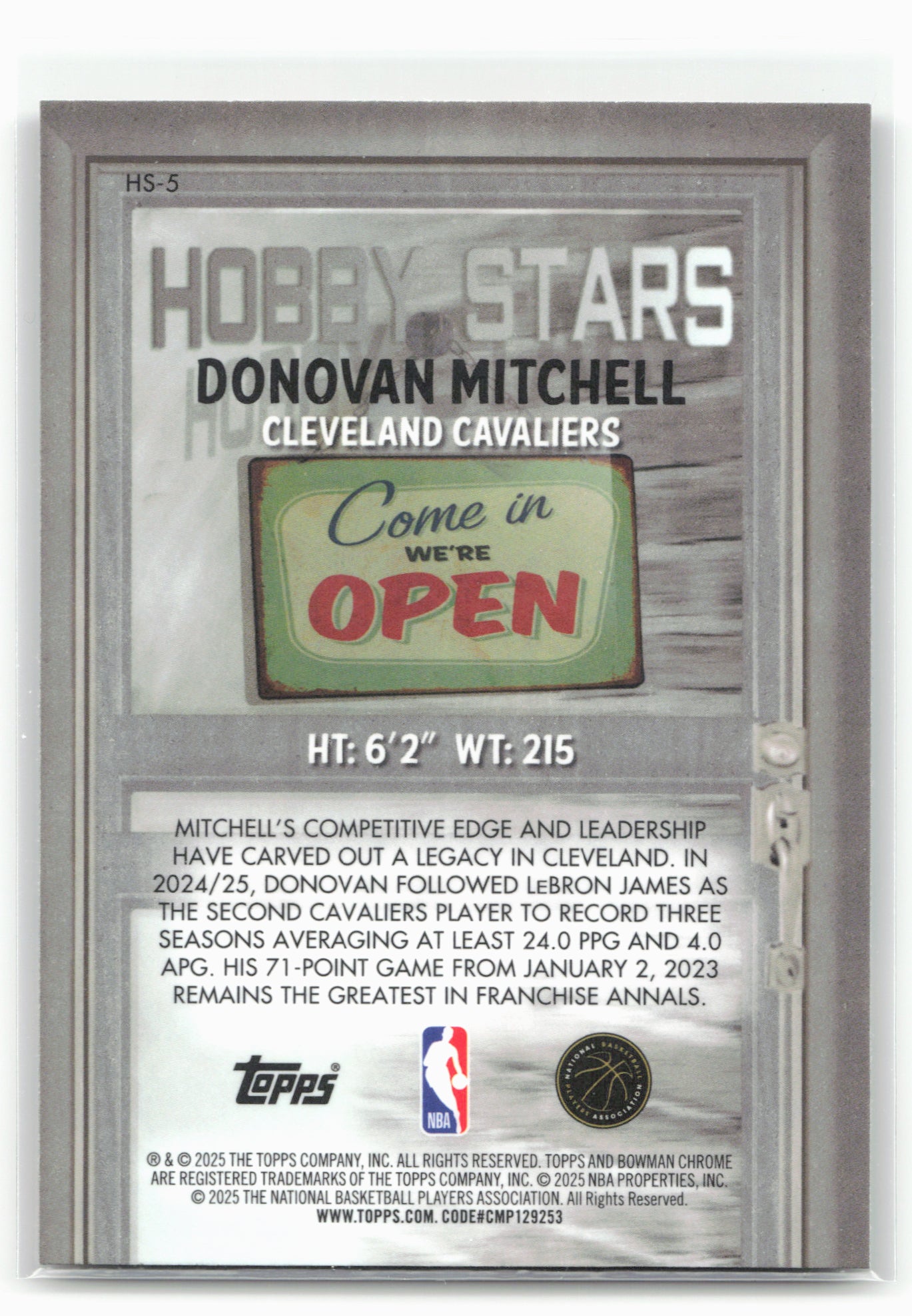 2025-26 Bowman #HS-5 Donovan Mitchell Hobby Stars 28792