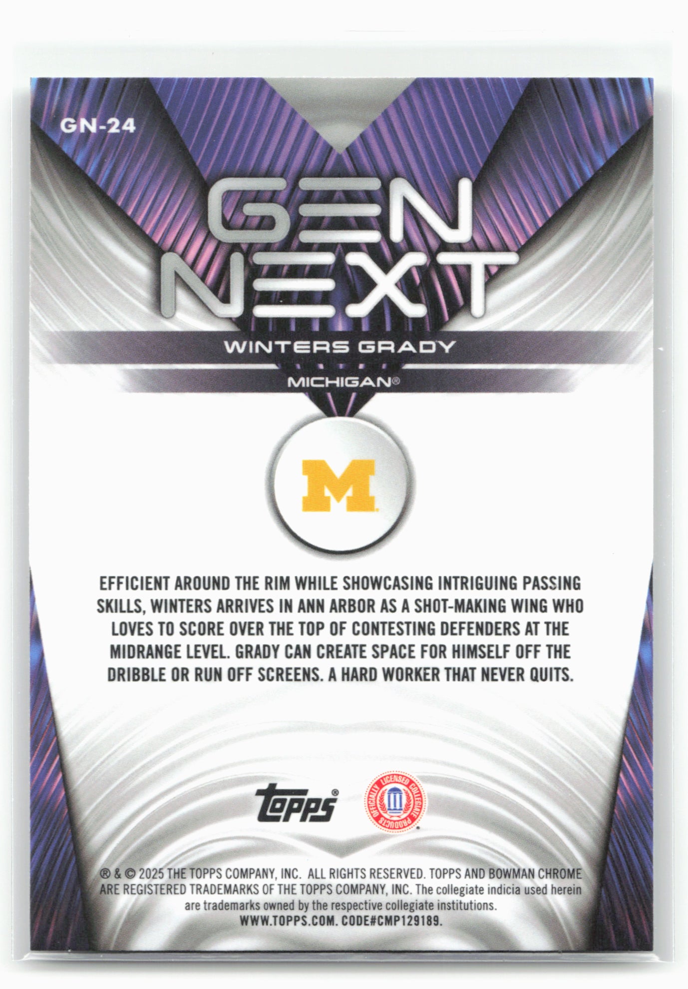 2025-26 Bowman #GN-24 Winters Grady Gen Next 28795