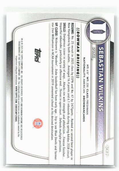 2025-26 Bowman #BCP-99 Sebastian Wilkins Chrome Prospects 28797