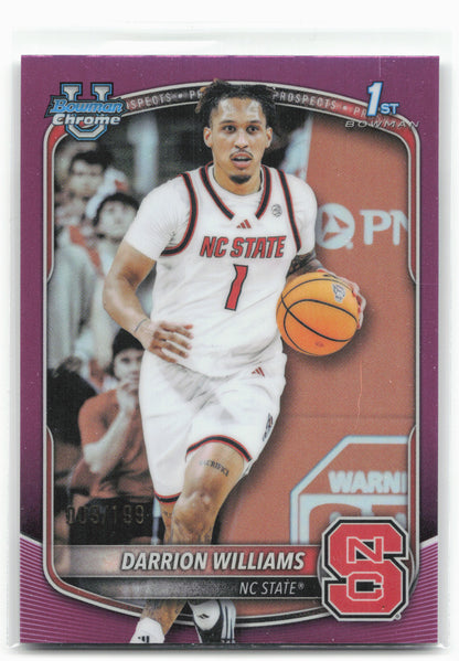 2025-26 Bowman #BCP-36 Darrion Williams Chrome Prospects Fuchsia Refractor #/199